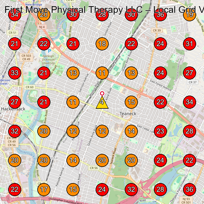 First Move Physical Therapy LLC GeoGrid visibility map for Physical Therapy Clinic in Hackensack